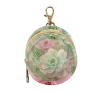 Green Pink Gradient Succulent Plant Baby Boy Pacifier Holder Case with Zipper and Clip Key Chain Wallet, Baby Items Container Box