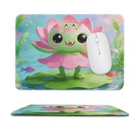 Green Pink Lotus Stitched Edge Mouse Pad
