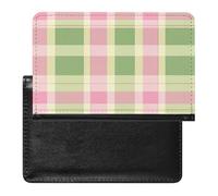 Green Pink Plaid Passport Holder Cover PU Leather Passport Wallet Organizer Protector Slim Travel Accessories
