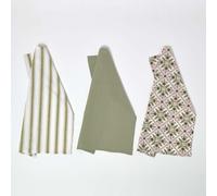 Green & Pink Retro 100% Cotton Tea Towels, Set of 3
