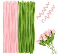 Green Pipe Cleaners, Pink Pipe Cleaners, Twisting Stick Diy, Diy Material Package, 200 Pcs 30cm X 6mm, Chenille Stems For Art And Craft Projects Creative Diy Decoratio