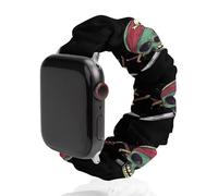 Green Pirates-Skull Printed Scrunchie Watch Band Compatible with IWatch Soft Elastic Replacement Straps