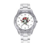 Green Pirates-Skull Trendy Wrist Watches for Men Classic Business Stainless Steel Band Quartz Watch