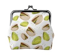 Green Pistachio Pattern, PU Leather Coin Purse, Small Wallets, Change Pouch with Kiss Lock Clasp Buckle, Change Purse