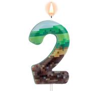 Green Pixel Birthday Cake Candle - Number Candles & Cake Toppers for Birthday, Wedding, Anniversary & Themed Parties (2)