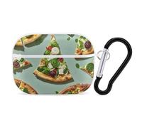 Green Pizza Slices AirPod Pro Case, Anti Scratch Hard PC Cover with Keychain, AirPod Pro 2nd/1st Case Accessories for Women Men, White-Style