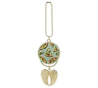 Green Pizza Slices Car Hanging Pendant, Zinc Alloy Rearview Mirror Charms - Relieve Visual Fatigue, Vintage Keychain Pendant, Lucky Car Interior Hanging Decoration, Golden-Style