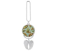 Green Pizza Slices Car Hanging Pendant, Zinc Alloy Rearview Mirror Charms - Relieve Visual Fatigue, Vintage Keychain Pendant, Lucky Car Interior Hanging Decoration, Silver-Style