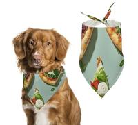 Green Pizza Slices Dog Bandanas for Feeding Grooming, Triangle Pet Bibs Washable Pets Scarf for Cats & Dogs