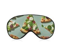 Green Pizza Slices Eye Mask for Women & Men, Breathable & Adjustable Eye Cover, Ultra Soft Sleep Mask, Lightweight Travel Blindfold for Airplane, Nap, Night Sleeping