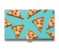 Green Pizza Slices Metal Business Card Case for Men Women Slim Pocket Purse Multi Wallet Professional Pocket Card Holder for Name Card Credit Card, style, One Size