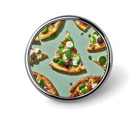 Green Pizza Slices Round Badge for Men Women, Durable & Stylish Lapel Pins, Lightweight Metal Badges for Shirts, Jackets, Hats