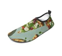 Green Pizza Slices Water Shoes for Men Women, Lightweight Stretch Swim Shoes with Anti-Slip Rubber Sole, Quick-Dry Aqua Socks for Pool, Beach, Surfing, Style, 4 Women/4 Men