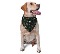 Green Plaid Moose Tree 4 Print Pet Scarves Cute Pet Neckerchief Reusable Triangle Dog Scarf For Small Medium Large Dogs Everyday Wear Cat