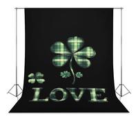 Green Plaid St. Day Patricks Love Photo Studio Backgrounds Black Photography Backdrop for Portrait Video Shooting Live 56"x98"