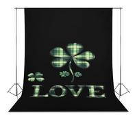 Green Plaid St. Day Patricks Love Photo Studio Backgrounds Black Photography Backdrop for Portrait Video Shooting Live 56"x118"