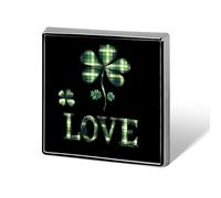 Green Plaid St. Day Patricks Love Square Shape Brooches Pins Lightweight Metal Lapel Pin Memorial Badges Jewelry Gift
