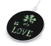 Green Plaid St. Day Patricks Love Wireless Charger with USB Cable Portable Wireless Charging Pad Compatible with iPhone Galaxy Series
