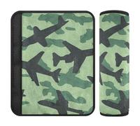 Green Planes Camouflage 2 pcs car seat Strap Cover Release Stress to Your Neck and Shoulders for Most Cars forro para cinturon de seguridad