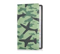 Green Planes Camouflage Premium Leather Auto Registration Insurance & ID Card Holder Prefect Car Essentials Wallet for ID, Driver's License, Key Contact Information Cards
