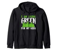 Green Planet I Am Going Green For My Kids Environment Zip Hoodie