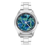 Green Planet Plants Watch for Men Metal Band Watches Business Gift Three-Hand Wrist Watch for Boyfriend Father