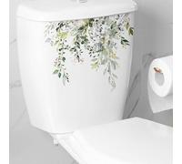 Green Plant Flower Leaves Wall Sticker, Bathroom, Toilets, Decorative, self-Adhesive, Toilet seat Cover Stickers, Waterproof Toilet Sticker for Bathroom, Cistern Decor