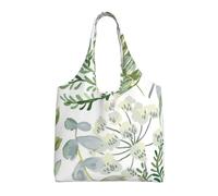 Green Plant Green Fern,Reusable Tote Bags Grocery Bags Large Capacity Canvas Shopping Shoulder bag