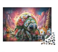 Green Plant Ladybug 1000 Piece Recycled Board Jigsaw Puzzle for Collectors Senior Enthusiasts Couple Partners Beetles Covered in Flowers Puzzle Home Fun 70x50cm/1000pcs