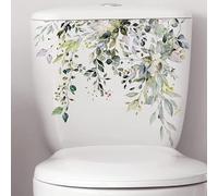 Green Plant Leaves Flowers Toilet Seat Lid Stickers Self-Adhesive Bathroom Wall Stickers Green Leaf Floral DIY Removable Waterproof Toilet Sticker for Bathroom Cistern Decor,Toilet Accessories
