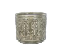 Green Plant Pot, Green Planter, Indoor Plant Pot, Small Glazed Sage Green Protea Flower Pattern Plant Pot Cover, Geometric Pattern Ceramic Planter, Light Green House Plant Pot, Succulent Pot