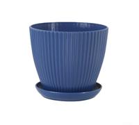 Green Plant Pot with Elegant Stripe Design, Suitable for Aloe Vera, Snake Plants, and Cacti (Deep blue)