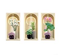Green Plant Wall Stickers with Calla Lily Lotus Flower and Leaf Patterns for Modern For Home Interior Enhancement