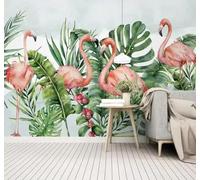 Green Plants Banana Leaves Pink Flamingo 3D Wallpaper Easy Install Feature Office Living Room Sofa Bedroom TV Background Wall Decoration-430cm×300cm