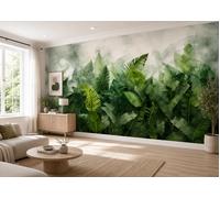 Green Plants Botanical bedroom wallpaper large leaves wall mural 312x219cm