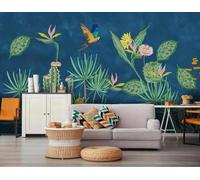 Green Plants Cactus Flowers Birds in Flight 3D Wallpaper Easy Install Feature Office Living Room Sofa Bedroom TV Background Wall Decoration-300cm×210cm