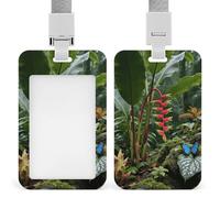 Green Plants in The Tropical Rainforest Id Badge Holder Retractable Badge Holders Heavy Duty Plastic Id Card Holder with Lanyard Waterproof Name Tag Sleeve for Nurses, Teachers, Office Professionals