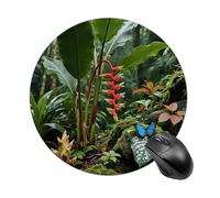 Green Plants in The Tropical Rainforest Mouse Pad Round Laptop Mouse Mat Cute Computer Mousepad Keyboard Pad Non-Slip Desk Pads for Gaming Office Work Home