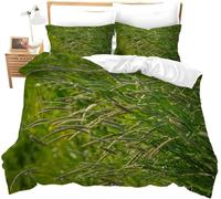 Green Plants Single Duvet Cover Sets Rural Landscape Bedding Single Bed Set 3D Print Ultra Soft Microfiber Quilt Cover 150 x 200 with Zipper Closure and 2 Pillowcases E-2719