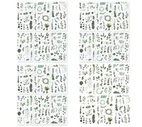 Green Plants Stickers, Waterproof DIY Decorative, 294 Pieces, 18 Sheets, 18x10 cm, Birthday Scrapbook, Suitable for Luggage, Notebooks, Guest Books, Albums, Weddings, and Children's Parties