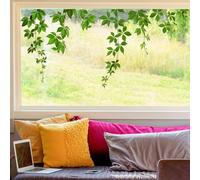 Green Plants Window Stickers Hanging Leaves Window Clings Reusable Spring Summer Botanical Windows Cling Double Sided Anti-Collision Windows Decal Glass Doors Decor, Green Grape Leaf