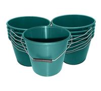 Green Plastic Calf Feed Buckets Heavy Duty with Metal Handle - 1 Gallon 5L Bucket 10 Pack