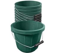 Green Plastic Calf Feed Buckets Heavy Duty with Metal Handle - 2 Gallon 10L Bucket - 10 Pack