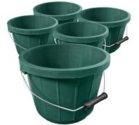 Green Plastic Calf Feed Buckets Heavy Duty with Metal Handle - 2 Gallon 10L Bucket 5 Pack
