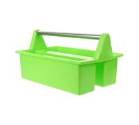 Green Plastic Cleaning Basket with Handle, 2-compartment Organizer Holder