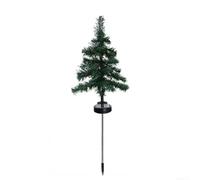 Green Plastic Solar Christmas Tree Stake 75cm Tall(75cm Christmas tree) | Solar powered charging, for zero electricity cost, weather resistant, rain snow for proof, green finish