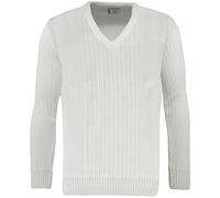 Green Play CHOOSE TO PLAY Mens Premium Ribbed V Neck White Jumper - Bowls Golf Cricket (XL)