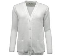 Green Play CHOOSE TO PLAY Womens Premium White Ribbed Plain Cardigan - Ideal 4 Bowls (5XL)