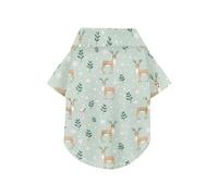 Green Playful Deer Snowflake Summer Dog Shirt Button Up Lightweight and Breathable Pet Polo Shirt Doggy Sweatshirt Puppy Kitten Perfect for Everyday Wear, and Photoshoots 2XL
