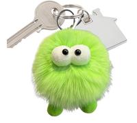 Green Plush Keychain - Cartoon Ball Pendant, Cute Wallet Charm, Soft Backpack Accessory, Kawaii Bag Decoration, Adorable Stuffed Key Ring | Grab Attention Lightweight School Gift Travel Use